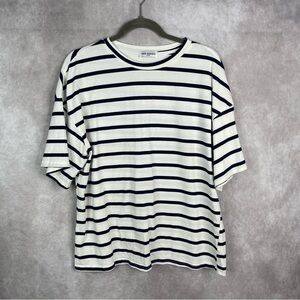 13DE MARZO Striped Short Sleeve Tee In Blue White Size Small